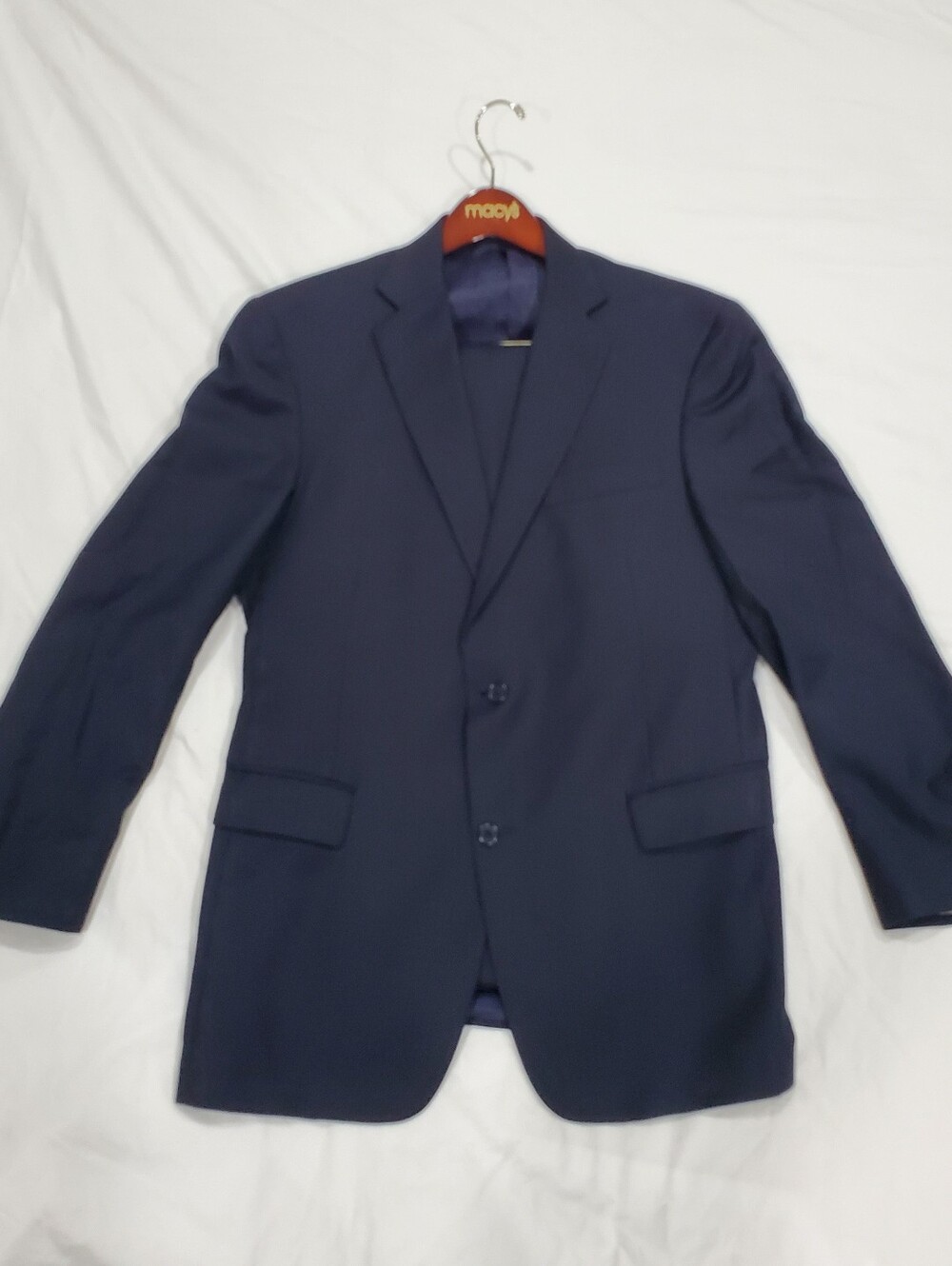 Hart Schaffner Marx Nordstrom Suit Navy Pinstripe 40R 32x27 USA Made Pleated